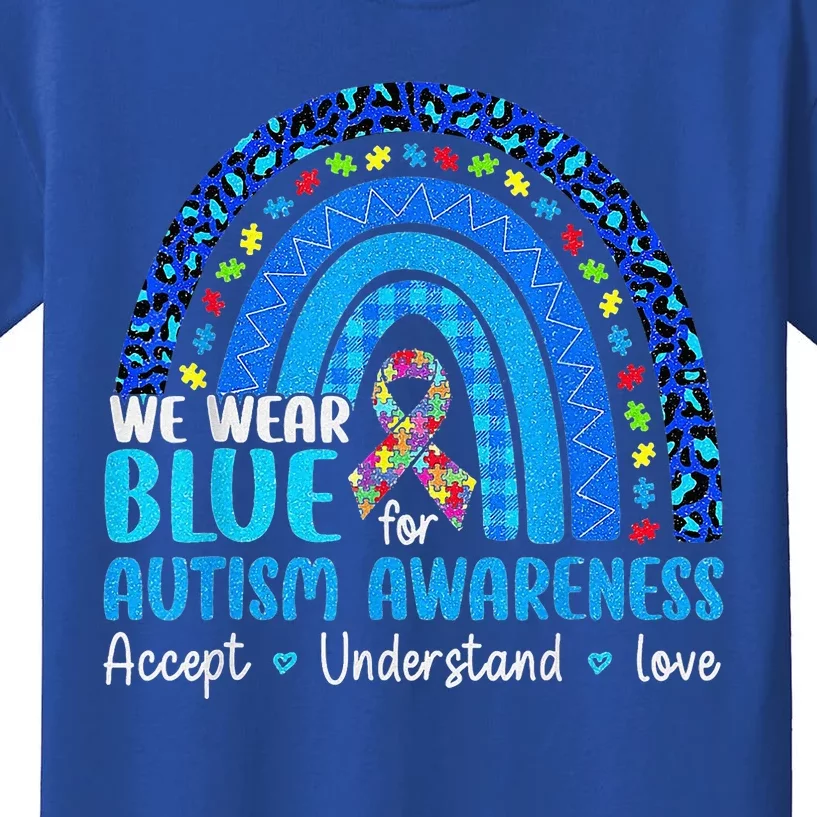 Accept Understand Love Puzzle Rainbow Autism Awareness Kids T-Shirt