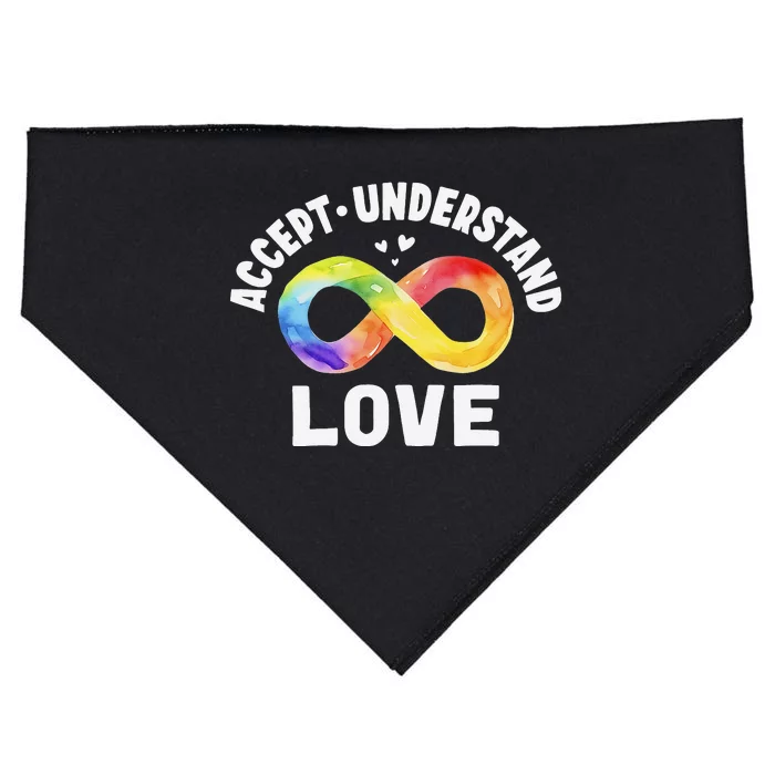 Accept Understand Love Autism Awareness ASD Infinity Symbol USA-Made Doggie Bandana