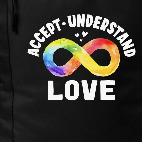 Accept Understand Love Autism Awareness ASD Infinity Symbol Daily Commute Backpack