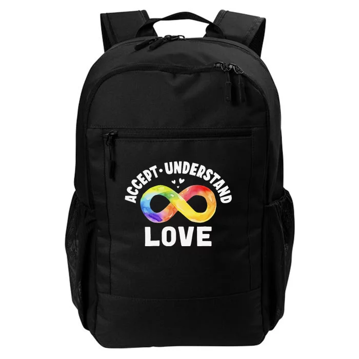 Accept Understand Love Autism Awareness ASD Infinity Symbol Daily Commute Backpack