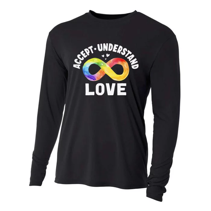 Accept Understand Love Autism Awareness ASD Infinity Symbol Cooling Performance Long Sleeve Crew