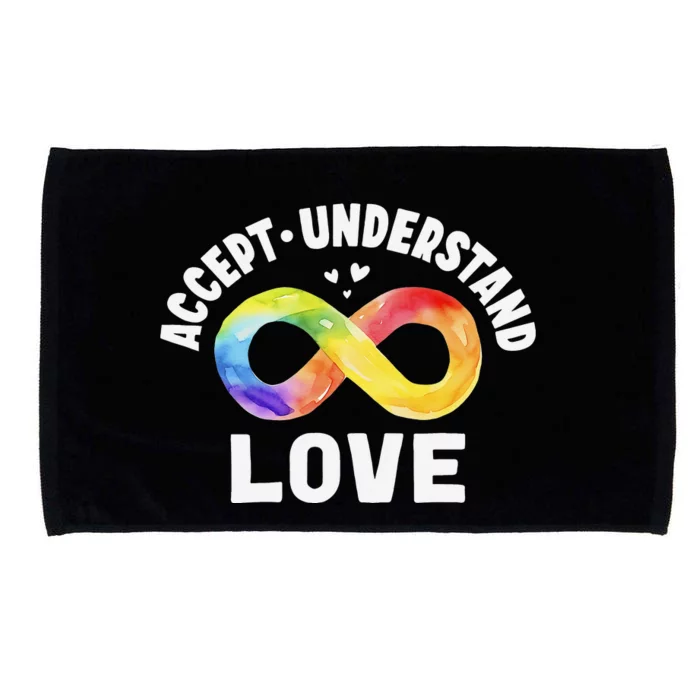 Accept Understand Love Autism Awareness ASD Infinity Symbol Microfiber Hand Towel