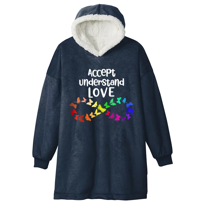 Accept Understand Love Infinity Autism Support Autistic Gift Hooded Wearable Blanket