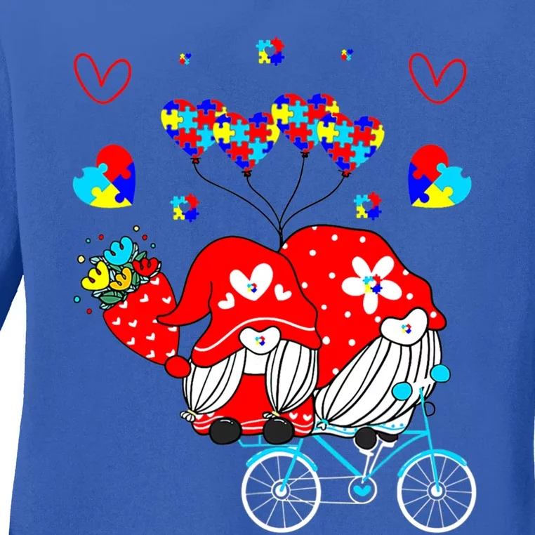 Accept Understand Love Autism Awareness Gnome Valentine Day Meaningful Gift Ladies Long Sleeve Shirt