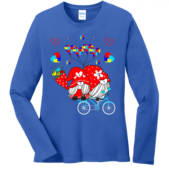 Accept Understand Love Autism Awareness Gnome Valentine Day Meaningful Gift Ladies Long Sleeve Shirt