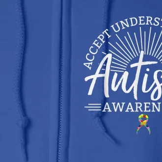 Accept understand love Autistics World Autism Awareness Day Full Zip Hoodie