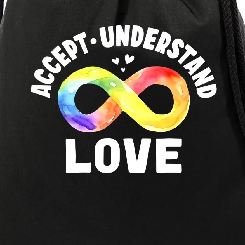 Accept Understand Love Autism Awareness ASD Infinity Symbol Drawstring Bag