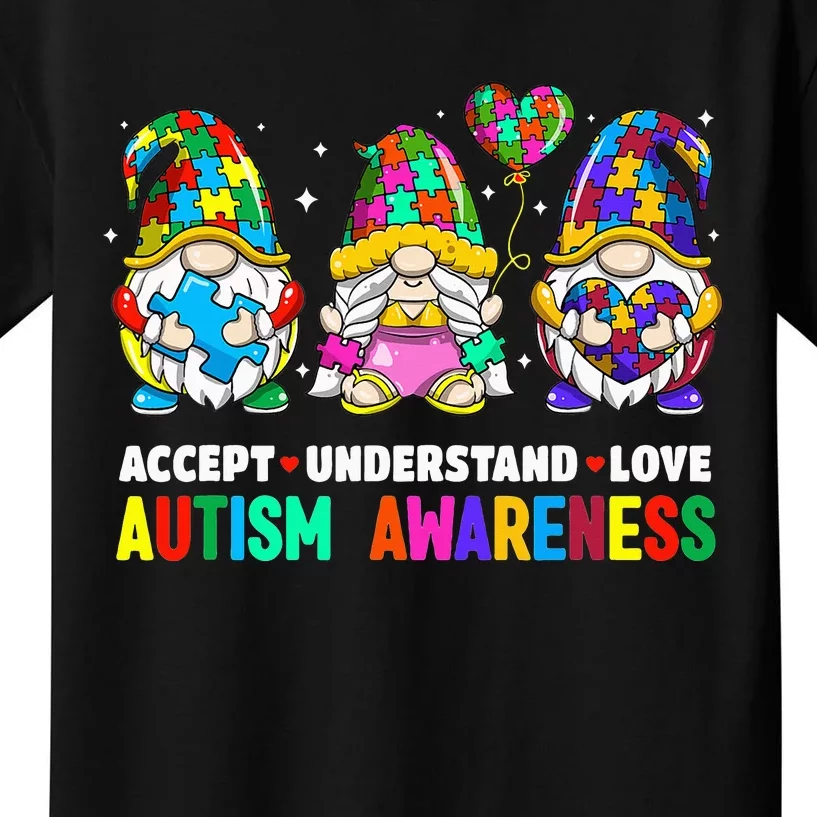 Accept Understand Love Autism Awareness Gnome Kids T-Shirt