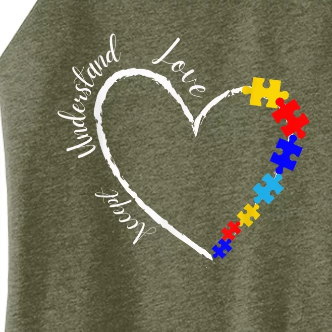 accept understand love Autism Awareness Women’s Perfect Tri Rocker Tank