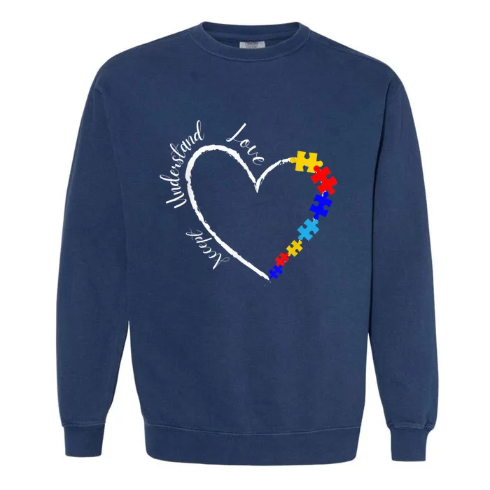 accept understand love Autism Awareness Garment-Dyed Sweatshirt