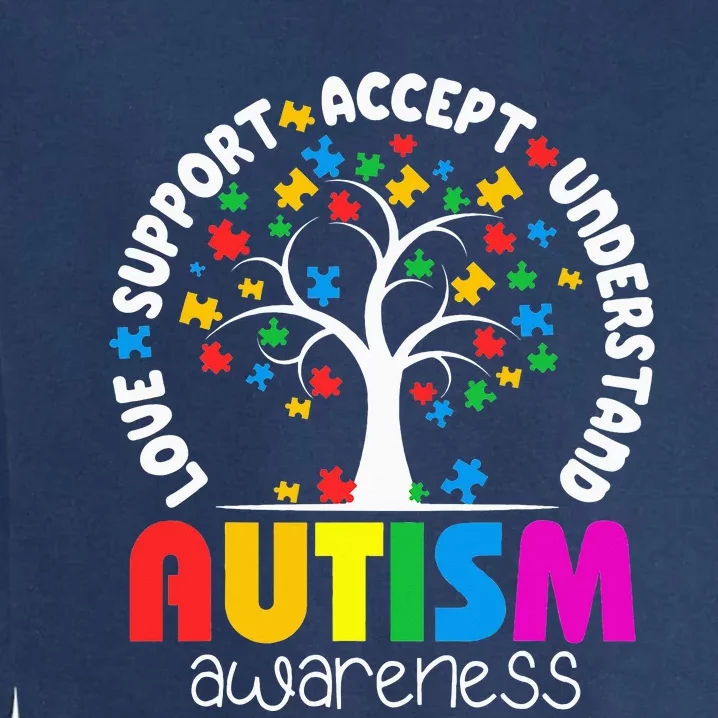 Accept Understand Love trees Autism Awareness Garment-Dyed Sweatshirt