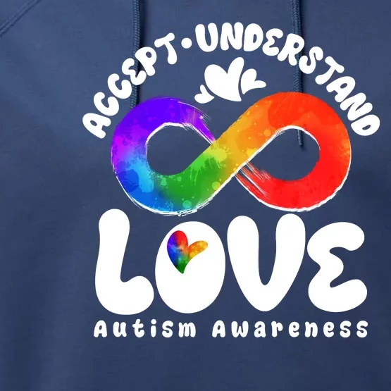 Accept Understand Love Autism Awareness Performance Fleece Hoodie