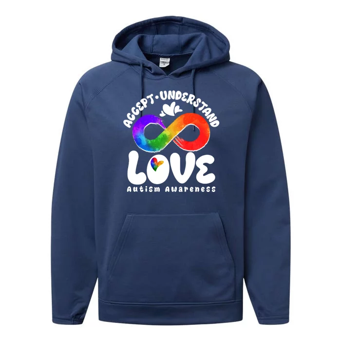 Accept Understand Love Autism Awareness Performance Fleece Hoodie