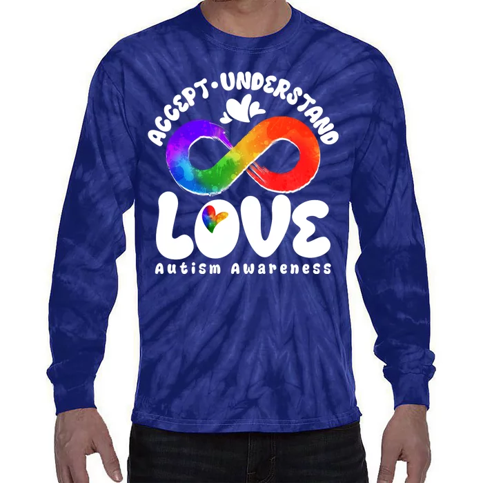 Accept Understand Love Autism Awareness Tie-Dye Long Sleeve Shirt