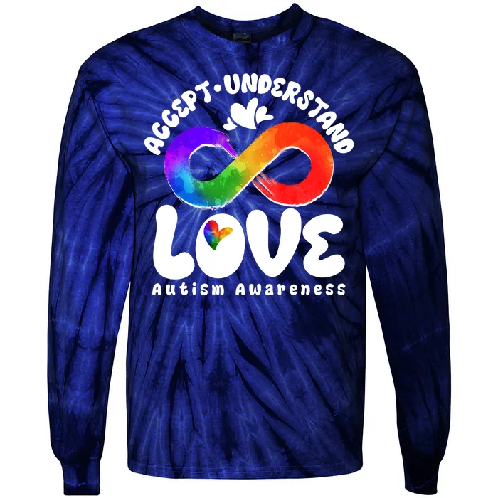 Accept Understand Love Autism Awareness Tie-Dye Long Sleeve Shirt