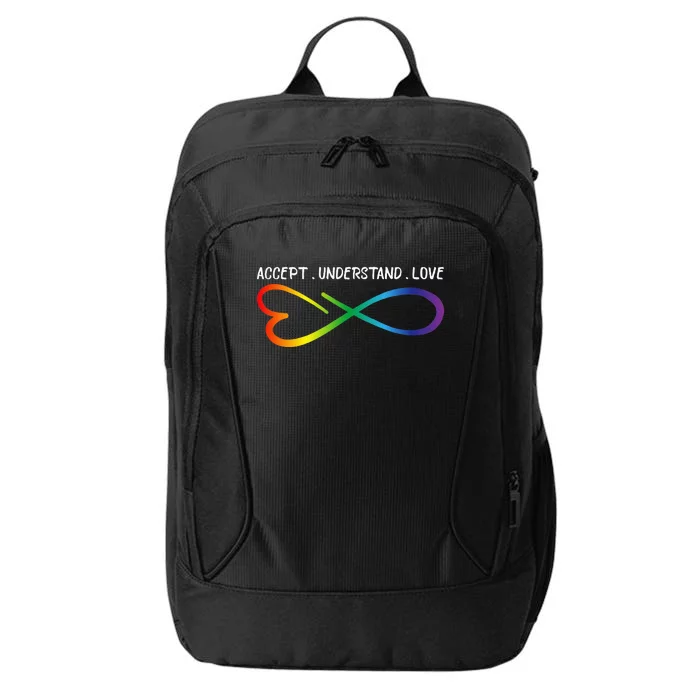 Accept Understand Love Neurodiversity Infinity Autism City Backpack