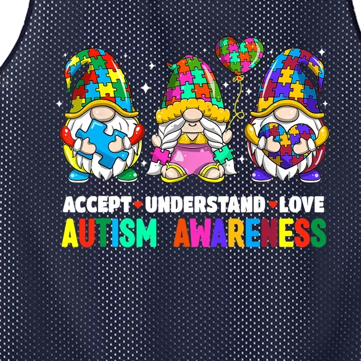 Accept Understand Love Autism Awareness Gnome Mesh Reversible Basketball Jersey Tank