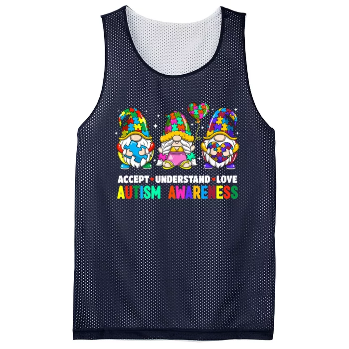 Accept Understand Love Autism Awareness Gnome Mesh Reversible Basketball Jersey Tank