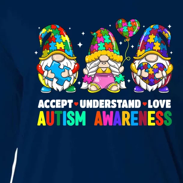 Accept Understand Love Autism Awareness Gnome Cooling Performance Long Sleeve Crew