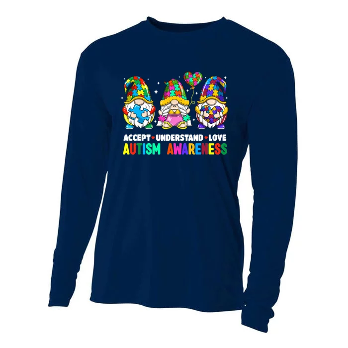 Accept Understand Love Autism Awareness Gnome Cooling Performance Long Sleeve Crew