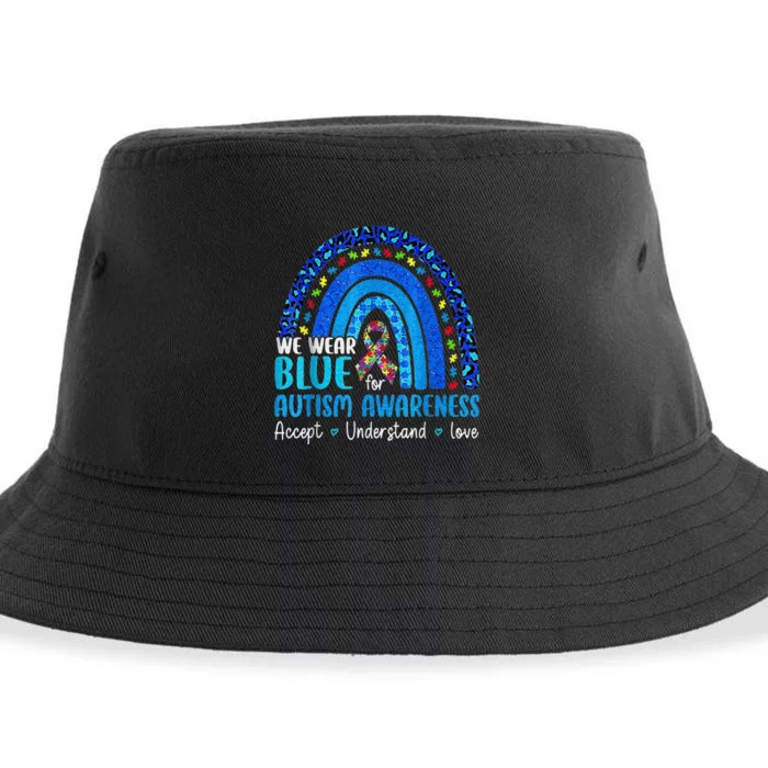 Accept Understand Love Puzzle Rainbow Autism Awareness Sustainable Bucket Hat