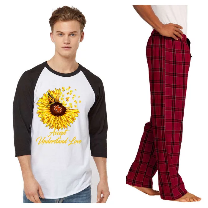 Accept Understand Love Sunflower Autism Raglan Sleeve Pajama Set