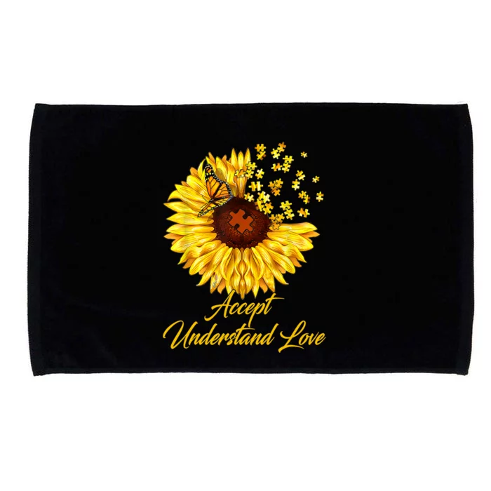 Accept Understand Love Sunflower Autism Microfiber Hand Towel