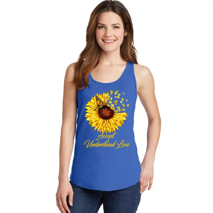 Accept Understand Love Sunflower Autism Ladies Essential Tank