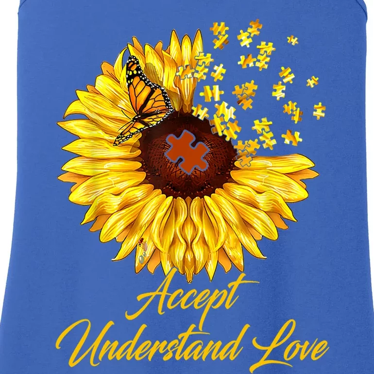 Accept Understand Love Sunflower Autism Ladies Essential Tank