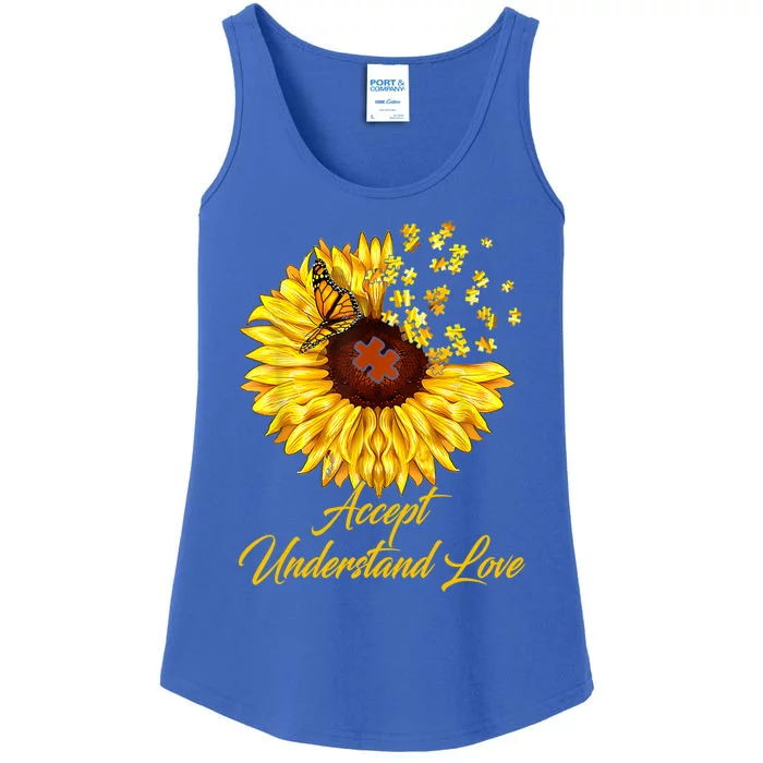 Accept Understand Love Sunflower Autism Ladies Essential Tank