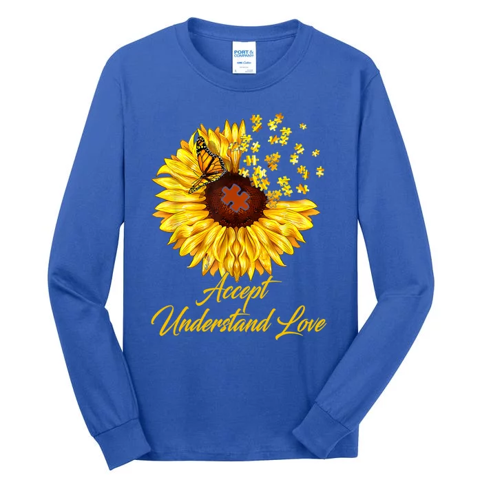 Accept Understand Love Sunflower Autism Tall Long Sleeve T-Shirt