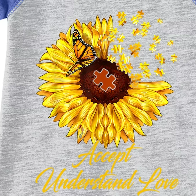 Accept Understand Love Sunflower Autism Infant Baby Jersey Bodysuit