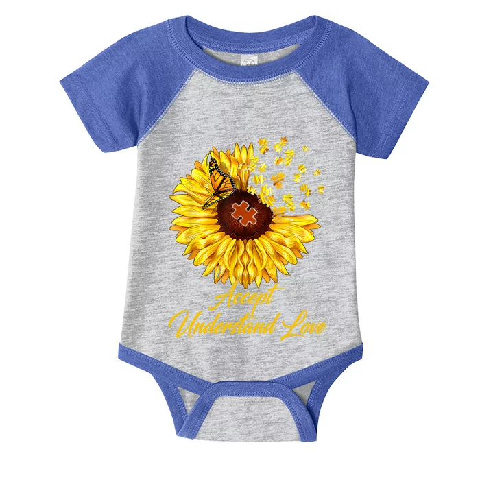 Accept Understand Love Sunflower Autism Infant Baby Jersey Bodysuit