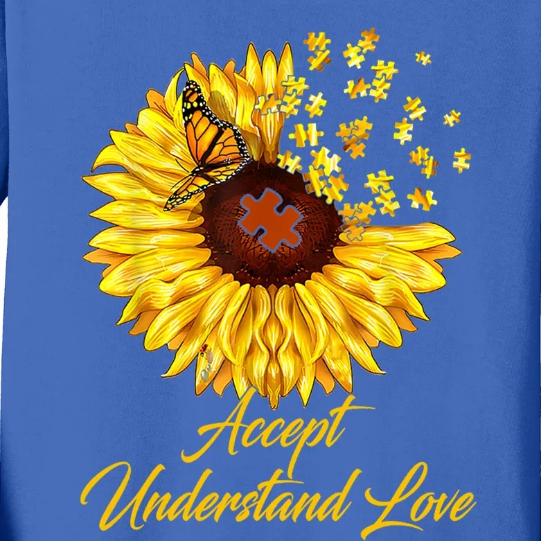 Accept Understand Love Sunflower Autism Kids Long Sleeve Shirt