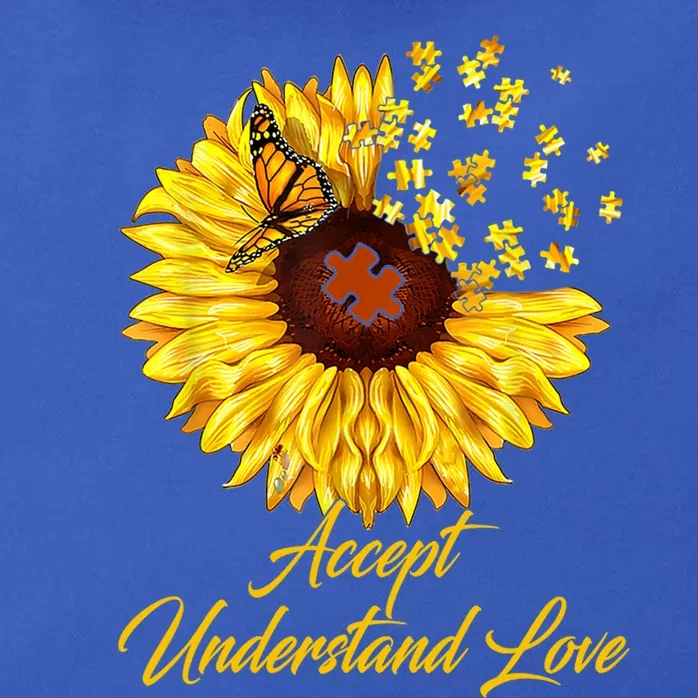 Accept Understand Love Sunflower Autism Zip Tote Bag