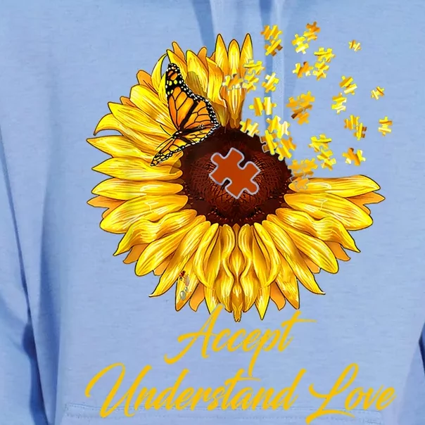 Accept Understand Love Sunflower Autism Unisex Surf Hoodie