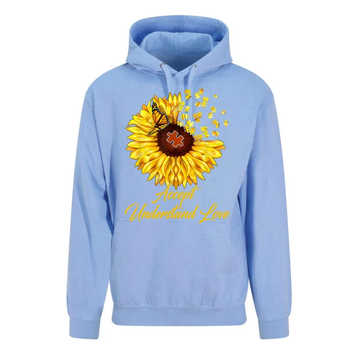 Accept Understand Love Sunflower Autism Unisex Surf Hoodie