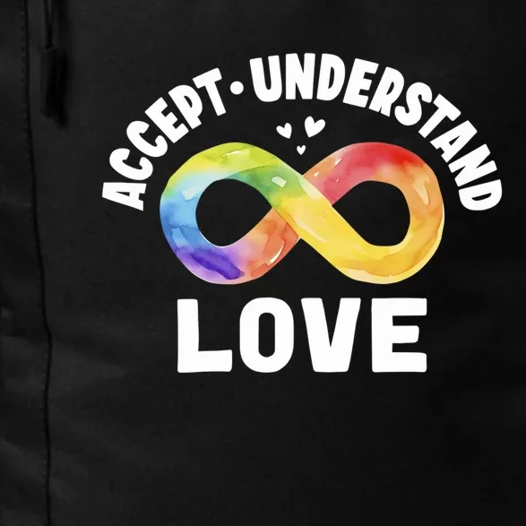 Accept Understand Love Autism Awareness ASD Infinity Symbol Daily Commute Backpack