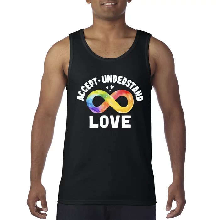 Accept Understand Love Autism Awareness ASD Infinity Symbol Tank Top