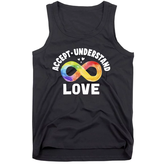 Accept Understand Love Autism Awareness ASD Infinity Symbol Tank Top