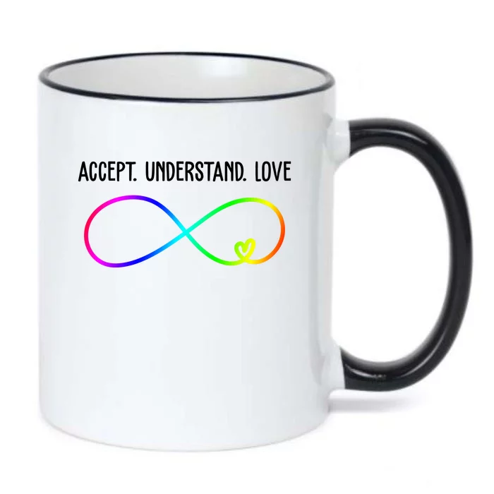 Accept Under Love Neurodiversity Autism Rainbow Black Color Changing Mug