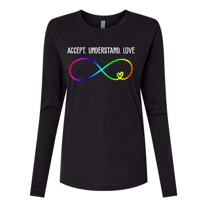 Accept Under Love Neurodiversity Autism Rainbow Womens Cotton Relaxed Long Sleeve T-Shirt