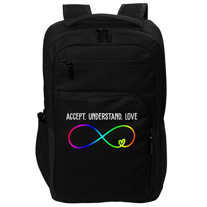 Accept Under Love Neurodiversity Autism Rainbow Impact Tech Backpack