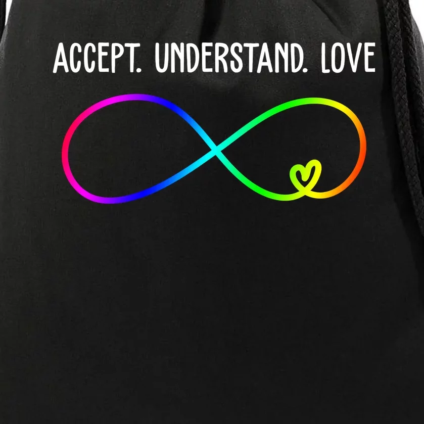 Accept Under Love Neurodiversity Autism Rainbow Drawstring Bag