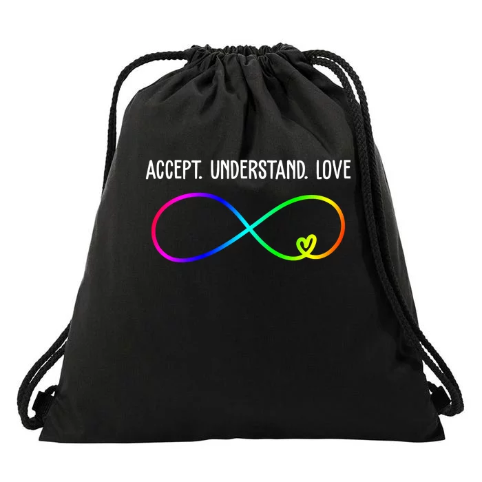 Accept Under Love Neurodiversity Autism Rainbow Drawstring Bag