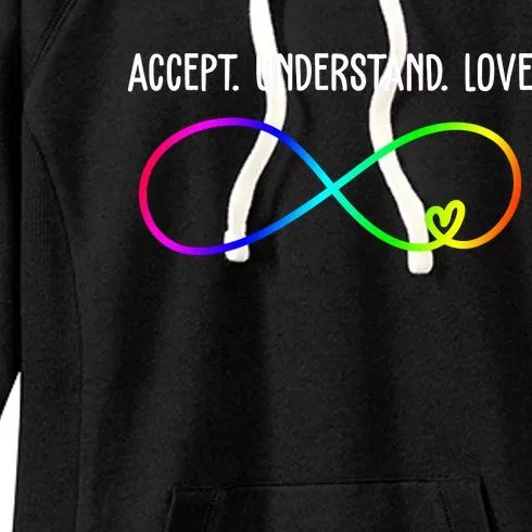 Accept Under Love Neurodiversity Autism Rainbow Women's Fleece Hoodie