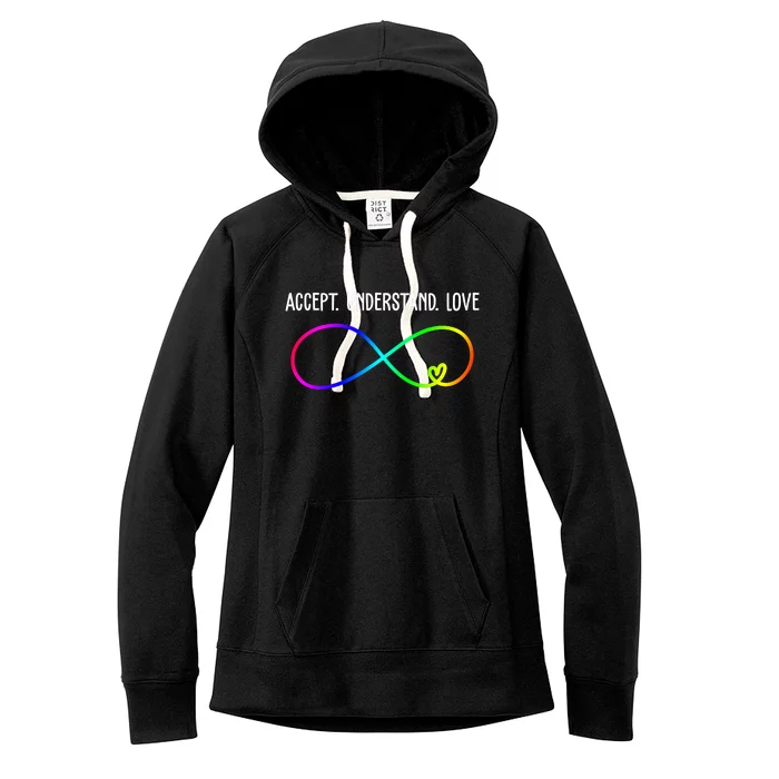 Accept Under Love Neurodiversity Autism Rainbow Women's Fleece Hoodie