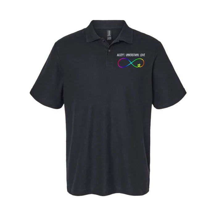 Accept Under Love Neurodiversity Autism Rainbow Softstyle Adult Sport Polo