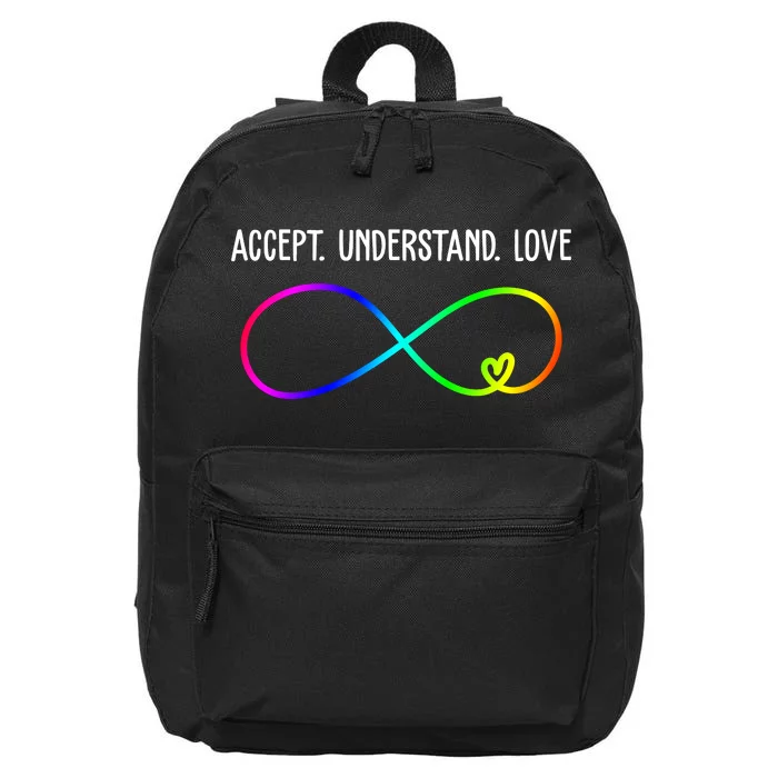 Accept Under Love Neurodiversity Autism Rainbow 16 in Basic Backpack