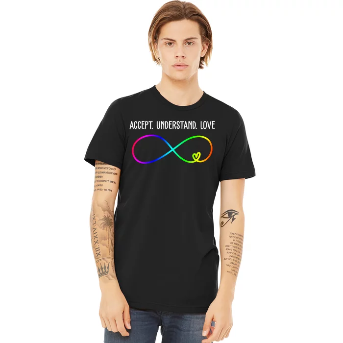 Accept Under Love Neurodiversity Autism Rainbow Premium T-Shirt